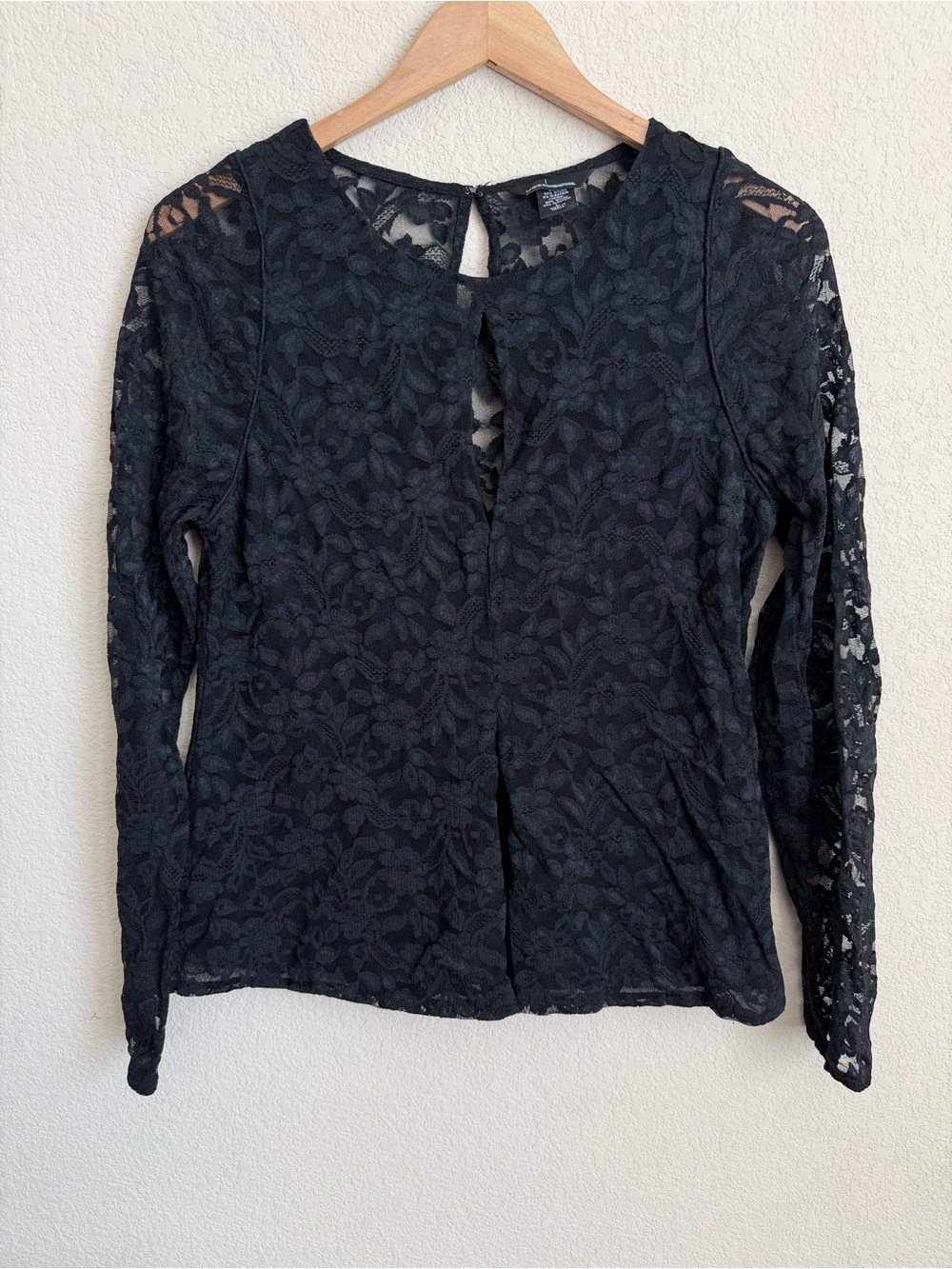 Moda International Victoria's Secret Black Lace Open Back Long Sleeve Top L Goth